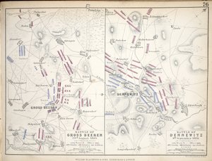 Mapas de la Batalla de Gross Beeren y la Batalla de Dennewitz, publicado por William Blackwood and Sons, Edimburgo y Londres, 1848